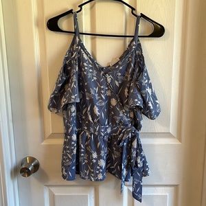 Blue floral off the shoulder tank